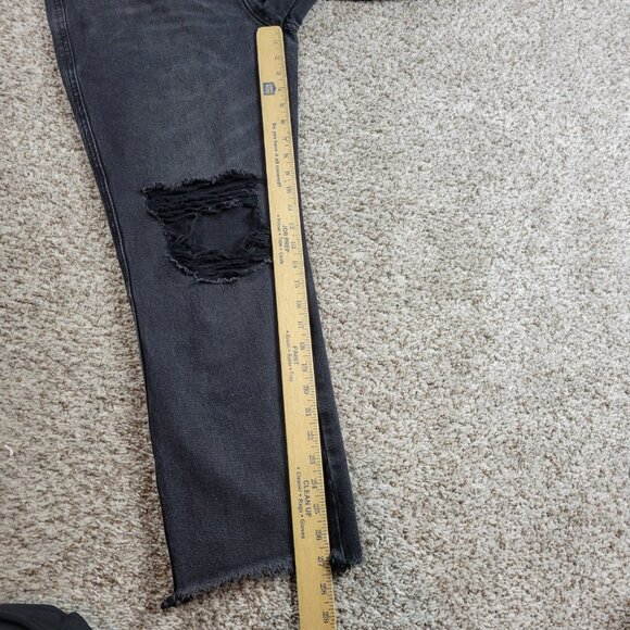 Flying Monkey Jeans Womens 30 Black Crop High Rise Distressed Dark Wash Denim - Picture 5 of 7